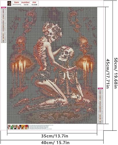 DCIDBEI 40x50CM Diamond Painting Couple Crâne, Rond Tableau Strass Diamant Tête de Mort pour Adultes, Canevas Diamant Femme Crâne, Diamond Art Craft pour la Décor Mural à la Maison - Nail Gallerys
