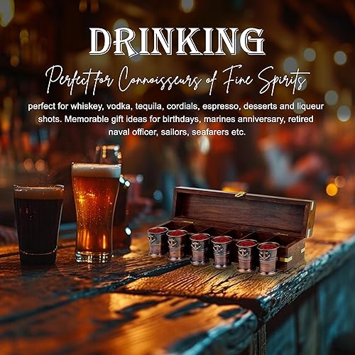 6 verres à shot avec étui de rangement en palissandre avec compartiments | Accessoires de rangement de bar en bois | Idées cadeaux pour hommes | Idées de fête pour pendaison de crémaillère | Vaisselle - Nail Gallerys