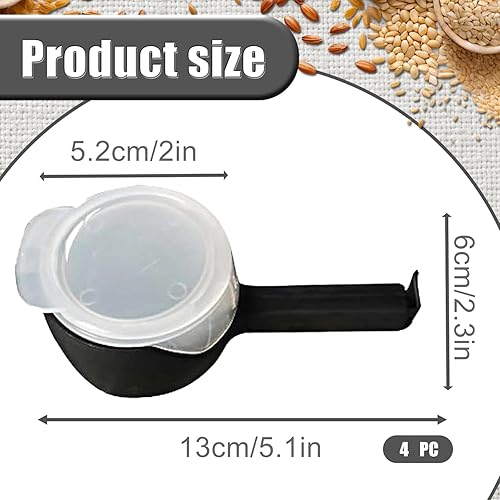 YISKY Clips avec Bec Verseur, 4 Pièces pinces à sacs avec bec verseur, Lot de Clips Fermeture avec Verseur, Alimentaire Clip d'Étanchéité, Pour Sacs Collations Alimentaires Noix (noir) - Nail Gallerys