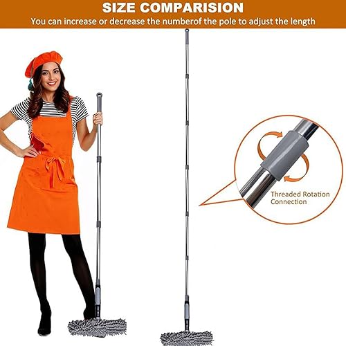 Doyandader Perche Telescopique Nettoyage Toiture, Tete De Loup Telescopique, Kit De Dépoussiérage Haute Portée 6m avec Perche D'extension, pour Plafonds Étagères Abat Jour Fenêtres Et Ventilateurs - Nail Gallerys