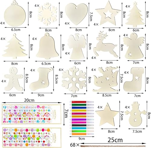 Décoration de sapin de Noël en bois, peinture pendentif en bois décorations de sapin, pendentif en bois ensemble de décoration de sapin de Noël, ornements pour sapin de Noël - Nail Gallerys