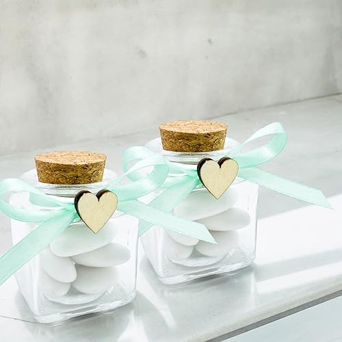 Doni Bomboniere Lot de 50 bocaux 4 x 4 x 4 cm, transparents, personnalisés, bricolage, mariage, baptême, naissance, confirmation, communion - Nail Gallerys