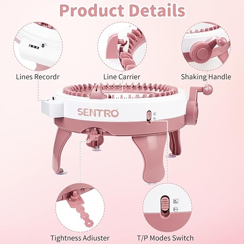 Machine à Tricoter, 48 Aiguilles Intelligente Machine à Tricoter avec Compteur de Rangées, Métier à Tisser Double Rotatif, Kit Rotatif Manuel pour Adultes/Enfants Bricolage Chapeaux écharpes Gants - Nail Gallerys