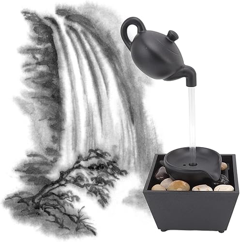 Décoration de Table Cascade, Théière Flottante Relaxation Batterie Puissance Fontaine Fontaine de Table Intérieure pour Salon - Nail Gallerys