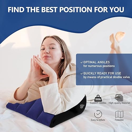 Soutien Lombaire Oreillers Pillow-Coussin Lombaire Oreiller de Voyage Gonflable Coussins Relève-Jambes Coussin Nuque-Coussin Cervicales Repose Tete Coussin de Lecture Coussin Dos Triangulaire(Bleu) - Nail Gallerys