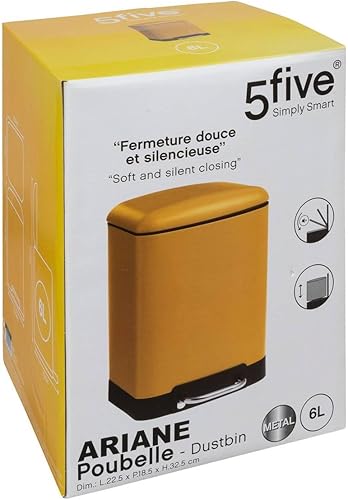 Five - Poubelle de Salle de Bain en métal Coloris INOX 6 L - Nail Gallerys