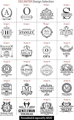 Carafe à Whisky Personnalisée avec 4 verres à Whisky, Cadeau pour Lui, Pendaison de crémaillère, Garçon d'honneur, Cadeau de mariage personnalisé, Taille 700ml - Nail Gallerys