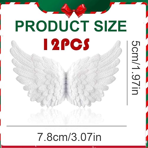 Lumeclat Ailes d'ange, 12 pièces, mini ailes en plumes blanches 3D en plastique, pour le bricolage, Noël, fêtes, artisanat, décoration, accessoires pour cheveux, mariages, petits ornements de sapin - Nail Gallerys