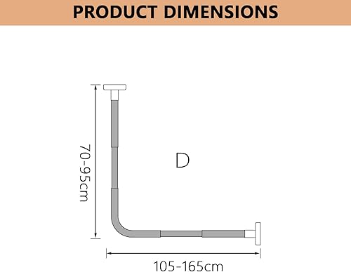 APHTOCF Tringle De Rideau De Douche en Forme De L, Barre De Douche Angle INOX Extensible sans Percage, pour Salle De Bain,Douche,Baignoire,vestiaire(Size:A 70-95m x 70-95cm,Color:Argent) - Nail Gallerys