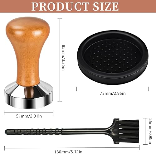 XTUDOU® Tamper, Tamper Café, Tasseur de Café 51mm avec Tampon Rond, Manche en Bois, Espresso Tamper pour Machine à Expresso, CaféS Et Amateurs de Café - Nail Gallerys