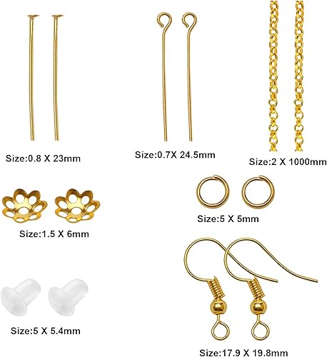 Fabrication Bijoux Kit 520 pièces Doré Métal Boucles d'oreilles Des Bijoux Starter Kit Fournitures de Fabrication de Bijoux pour La la Réparation de Boucles D'oreilles Bricolage - Nail Gallerys