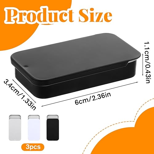 JIYIN Lot de 3 petites boîtes en métal - 6 x 3,4 x 1,1 cm - Couvercle coulissant - Petite boîte en métal vide avec couvercle coulissant - Petite boîte pour bonbons, bijoux, bricolage, pilules - Nail Gallerys
