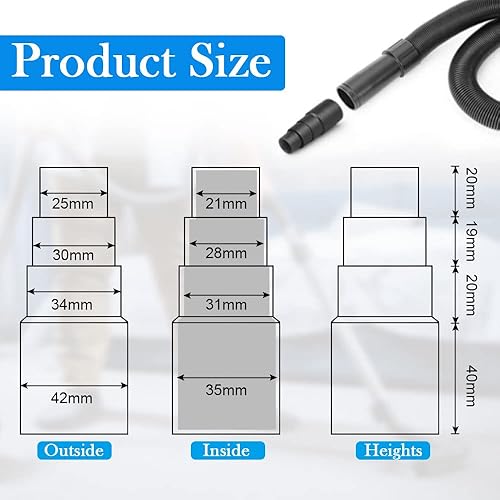 XAVSWRDE 2 PCS Adaptateur Tuyau Aspirateur en Chlorure de Polyvinyle 25mm-42mm Adaptateur Réducteur Aspirateur Découpable Adaptateur Standard Aspirateur pour Ponceuse Perceuse Scie Sauteuse - Nail Gallerys