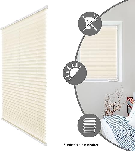 Victoria M. Store plissé Elegance, translucide, Tissu Non tissé de Haute qualité Facile à Entretenir, 35 x 100 cm, Crème - Nail Gallerys