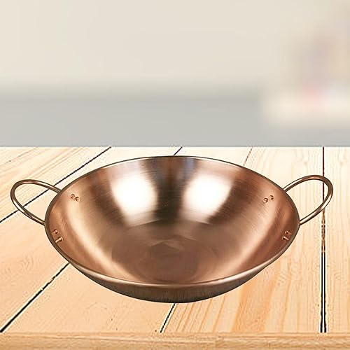Folpus en cuivre pur, épaisse, poêle à frire élégante faite à la main avec Double poignées, casserole pour fêtes commerciales à domicile, 28CM - Nail Gallerys