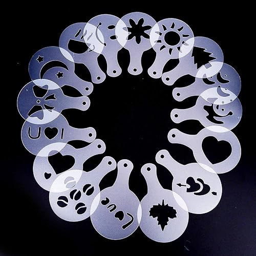 OKCLOD Lot de 16 pochoirs en mousse pour cappuccino, chocolat, café latte, expresso, café fantaisie, style de Noël, fleurs, arts, décoration blanc - Nail Gallerys