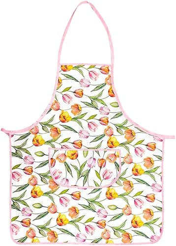 MAGIE DI CASA Tablier de cuisine pour femme - Printemps Été - Idéal comme cadeau et décoration de table 64 x 70 cm avec poche centrale - Nail Gallerys