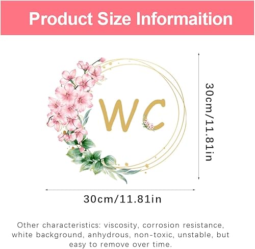 MenYiYDS 1 Pcs Autocollants de Porte Salle de Bains Toilettes Baignoire Plante Fleurs Anglais WC Stickers muraux Salle de Bains Toilettes décoration Stickers muraux Auto-adhésifs - Nail Gallerys