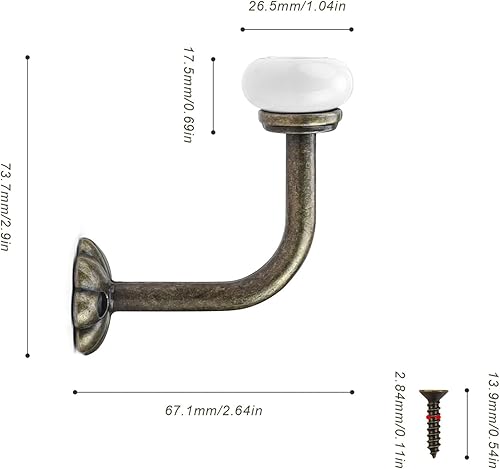 HJIAMA Patere Vintage 3 Pièces, Patere Porte Manteau Mural avec Vis, Tête Céramique Crochet Porte Manteau, Alliage Zinc Patere Murale, Patere Salle de Bain pour Accrocher Vêtements, Chapeaux, Clés - Nail Gallerys