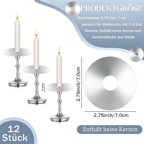 Ovaletta Lot de 12 bougies en argent - Anti-gouttes pour bougies - Protection anti-gouttes pour bougeoirs à tige - Bougies décoratives pour communion - Pour mariage, salon, bougeoir (22 x 70 mm) - Nail Gallerys