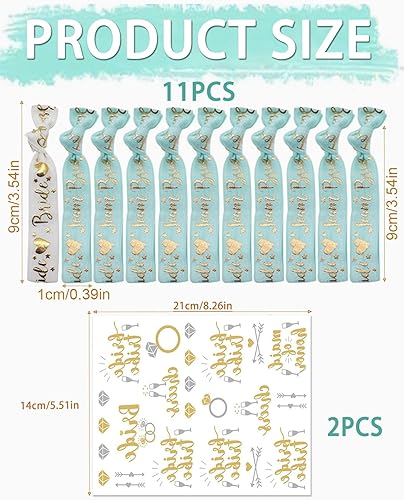BARRU Set d'Accessoires pour Enterrement de Vie de Jeune Fille et Autocollants Gold, Bracelets EVJF Braut et Team Braut Bracelet de Mariée Bracelet de Mariage pour Décoration Fête Cadeau - Nail Gallerys