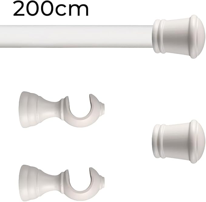 Set tringle à rideau en bois avec diamètre 30 mm, kit tringle à rideau Installation murale Barre noisette de 1,5 m avec terminal CINTACOR Tringles à rideaux CINTACOR - Nail Gallerys