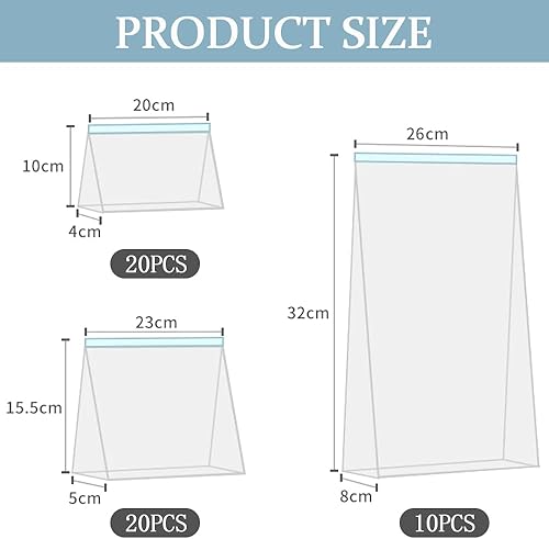 Aoyswuz 50 Pièces Sac Congélation Zip Reutilisable Sacs à Sandwich, Sans BPA, Four à Micro-ondes Disponible, Pour la nourriture(0.5L*20, 1L*20, 4.5L*10) - Nail Gallerys