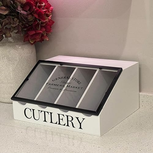 Maison Des Cadeaux Porte-couverts en bois, organiseurs d'ustensiles de cuisine, argenterie, fourchettes de cuisine, cuillères, compartiments faciles à nettoyer, séparateurs profonds (tz 17) - Nail Gallerys