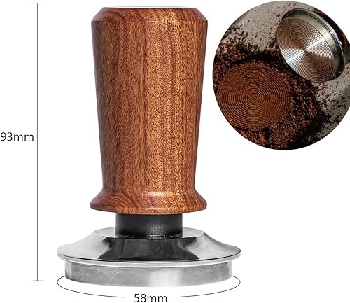 Allalley Presse-expresso de 51 mm avec base ondulée - Presse-café à ressort en acier inoxydable avec une poignée en bois véritable de forme élégante calibrée à une pression de contact de 51 mm - Nail Gallerys
