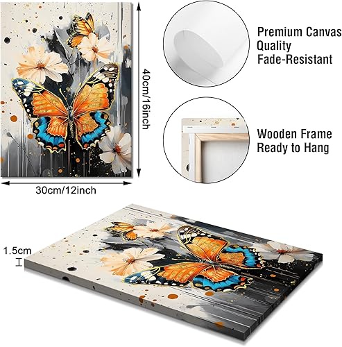 WENGTIAO Gris Blanc Or Lys Fleurs Encadré Toile Peinture Impression Florale Abstraite Minimaliste Nordique sur Toile Decoration Murale Salon Maison Deco Chambre Prête à Accrocher 30x40cm - Nail Gallerys