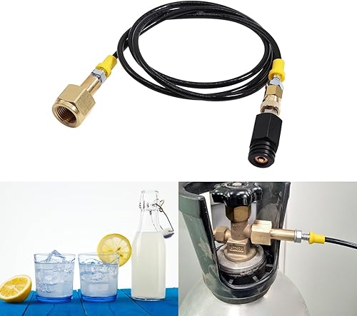 Yearninglife Tuyau à soda, adaptateur cylindre de CO2 avec filet de filtration de 1,5 m - Tuyau haute pression - Tuyau externe - Tuyau de soda Quick Connect pour Sodastream W21.8-14 et la plupart des - Nail Gallerys