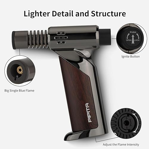 Chalumeau de cuisine pour la cuisine et le bricolage, briquet à souder avec verrouillage de sécurité et flamme réglable rechargeable au gaz butane pour crème brûlée, soudage, industriel (butane non - Nail Gallerys
