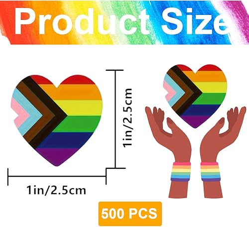 OHREN 500 Autocollants Pride en Forme de Cœur Accessoires Pride Décorations pour Fêtes Carnet Clipbook Ordinateur Portable Mois de la Fierté LGBTQ (Arc-en-ciel) - Nail Gallerys