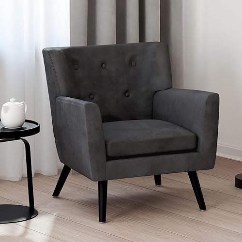 IDMarket - Fauteuil scandinave Anita en Velours Gris Anthracite - Nail Gallerys