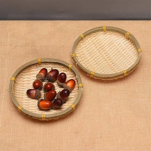 zalati Lot de 2 paniers ronds en bambou tissé à la main pour fruits et légumes, haricots, noix, collations - 16 cm - Nail Gallerys
