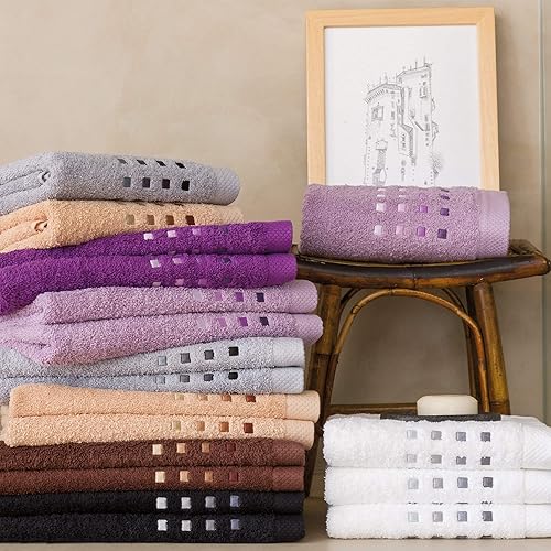 Linnea Drap de Bain 100x150 cm Pure Squares Ecru 550 g/m2 - Nail Gallerys