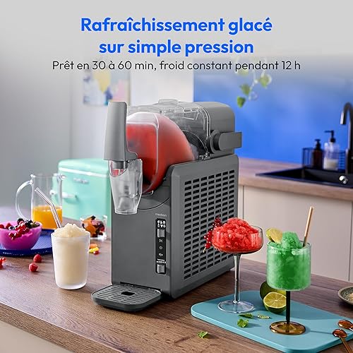 MEDION Machine à granité (boissons glacées, capacité 2,6 L, réservoir 1,9 L, slush machine pour boissons, 5 modes de boisson, machine a glace, préparation en 30–60 min, compresseur, MD12090) - Nail Gallerys