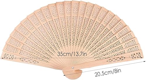 Leling Éventail en santal, style ancien, éventail pliable en bois, accessoires d'été, éventails en bois parfumés pour décoration mariage, maison, cadeaux d'anniversaire - Nail Gallerys