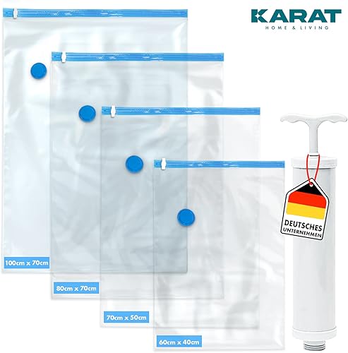 KARAT Sac de rangement sous vide pour vêtements et couvertures - Sac sous vide avec valve étanche, réutilisable & anti-poussière, économiseur d'espace, transparent (Tom) (50 x 70 cm) - Nail Gallerys