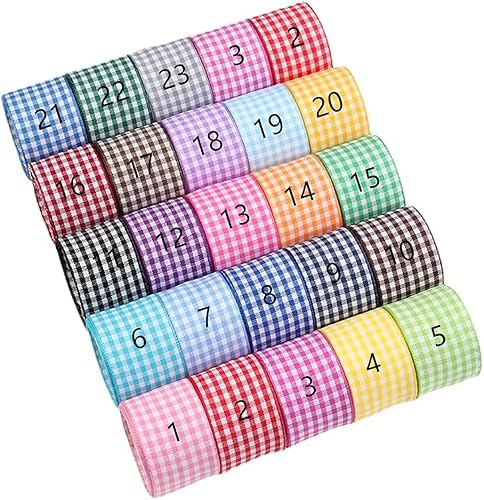 25 yards 23 Couleurs Ruban d'Emballage de Cadeau,Ruban Vichy à Carreaux, Ruban de Gâteau, Ruban Vichy,Ruban À Carreaux Classique,Ruban Artisanal 2,5 cm - Nail Gallerys