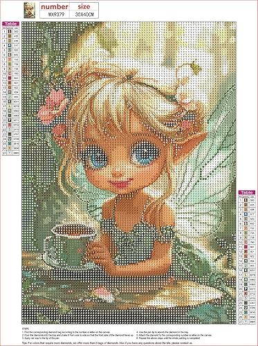 MXJSUA Belle Fée Peinture Diamant Adulte, Belle Fée 5D Diamond Painting Complet, Diamant Strass Point de Croix Cristal Painting, Diamant Kit Murale Décoration, 30x40 cm - Nail Gallerys