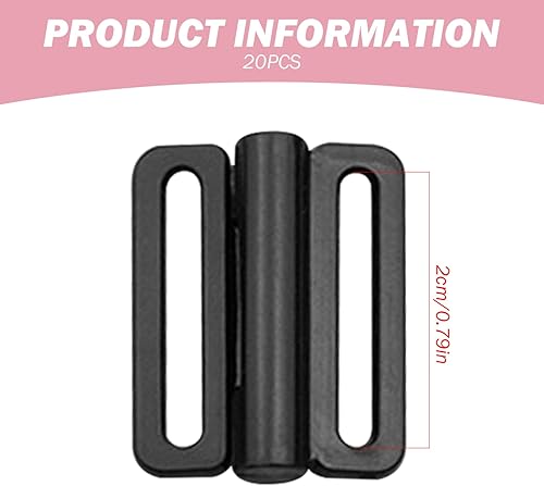 Remplacement des crochets de soutien-gorge, 20 pcs fermiers de soutien-gorge, artisanat en plastique de fermeture noire à crochet et fermoir les attaches coudre les vêtements de soutien-gorge de so - Nail Gallerys