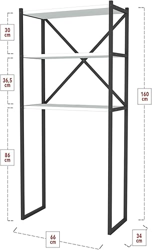 Blue Cape Étagère à 3 étages pour machine à laver, noire, cadre en métal, gain de place (pine) - Nail Gallerys
