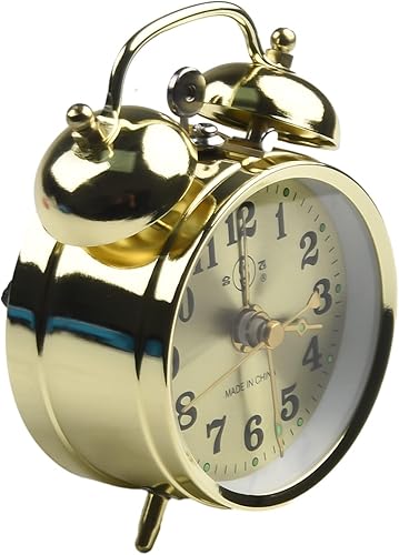 Réveil mécanique vintage en métal - Réveil rétro en fer à cheval - Ressort à remontage manuel - Double cloche - Nail Gallerys