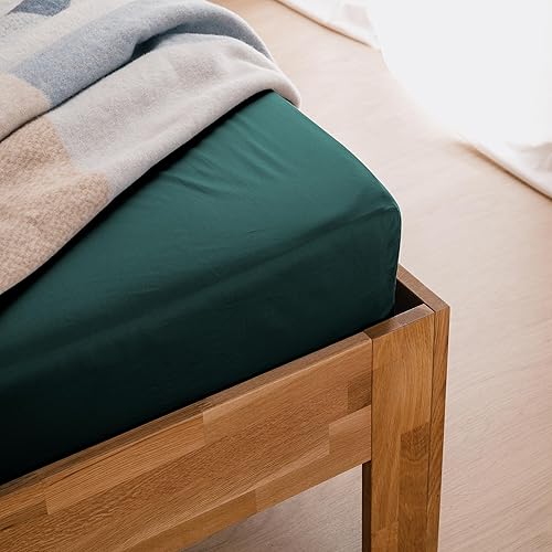 DREAMIN *101 Drap housse en coton satiné 170 x 200 cm 100 % pur doux hypoallergénique frais respirant, drap housse de couette pour lit double élastique, hauteur 30 cm - Nail Gallerys