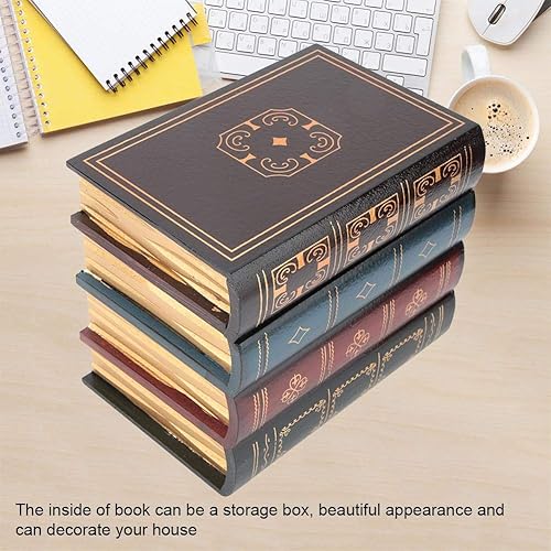 Hilitand Boîte de Rangement de Faux Livre, Boîte à Bijoux Décorative Vintage Faux Livre Boîte de Rangement en Bois Décorative de Bureau de Maison(#1) - Nail Gallerys