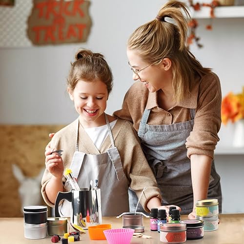 Suzzam Kit Bougie a Faire Soi Meme Adulte, Kit de fabrication de bougies avec cire de soja et accessoires pour la fabrication facile de bougies parfumées colorées - Nail Gallerys