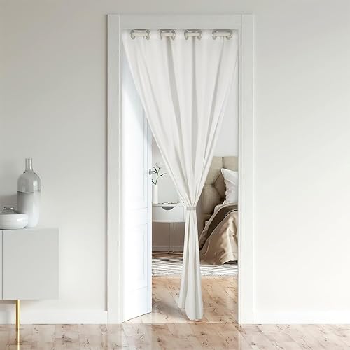Mateju Rideau Occultant Isolation Thermique de Œillets, Couleur Unies Rideaux Salonà - Séparation de Pièce, pour Porte Fenetre Dressing Salon (Blanc,80x150cm) - Nail Gallerys