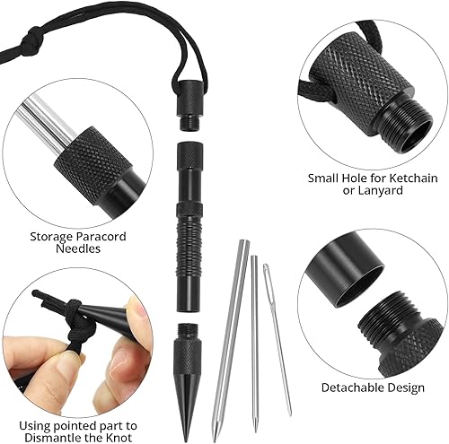 QWORK® 13 Pièces Ensemble de Aiguille Paracorde, Outils de Nouage pour Paracorde en Acier Inoxydable, Accessoires pour Paracorde avec Aiguilles à Lacer et Outils de Couture - Nail Gallerys