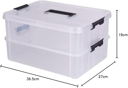IGNPION Boîte de rangement empilable à 2 niveaux en plastique réglable avec poignée de transport - Boîtes transparentes pour jouets d'art et d'artisanat, accessoires de couture, noir - Nail Gallerys
